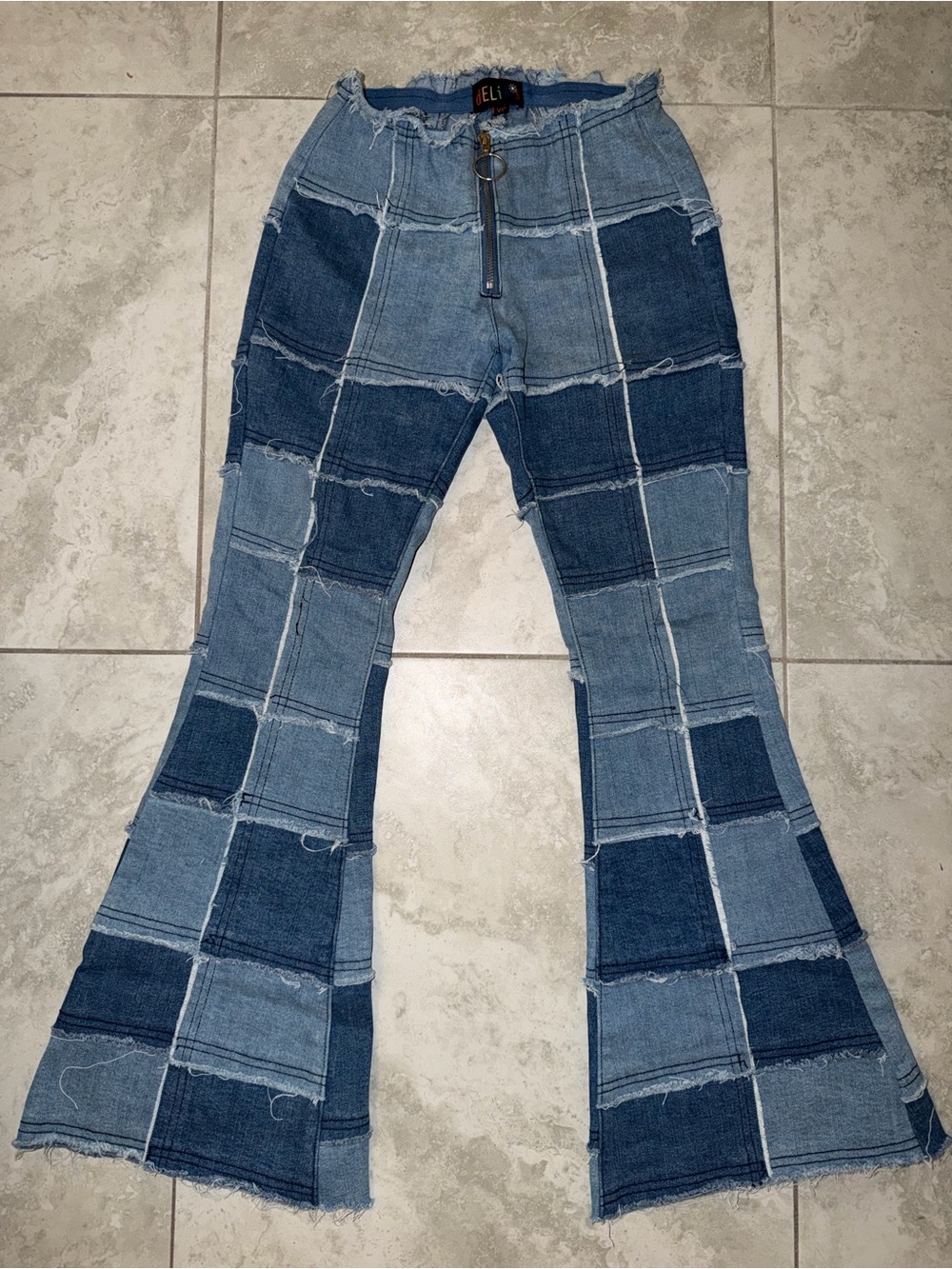 dELiA*s Two-Tone Patchwork Flare Jeans